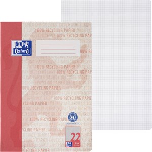 Oxford Recycling Schulheft A4, 16 Blatt, Lineatur 22 (kariert), Optik Paper®