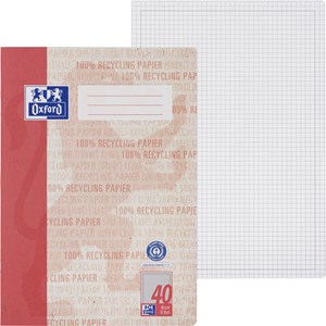 Oxford Recycling Schulheft A4, 16 Blatt, Lineatur 40 (kariert 5 mm mit Rahmen), Optik Paper®
