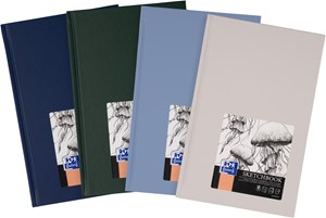 Oxford Sketchbook A5 Hardcover, Fadenheftung, 96 Blatt 100g, farblich sortiert, 5er Pack