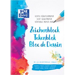 OXFORD Schule Zeichenblock A3, 20 Blatt, blanko, 120 g