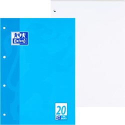 OXFORD Schule Schulblock A4, kopfgeleimt, 50 Blatt, Lineatur 20 (blanko)