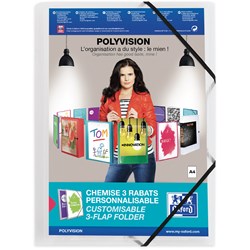 Oxford Eckspannermappe polyvision A4, mit 3 Klappen, farblos