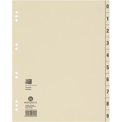 Oxford Trennblatt A4, 230 g Kraftkarton (RC), Ziffen 0-9 und Tabfelder 10/20, Lochung: 6 und 8 cm, chamois