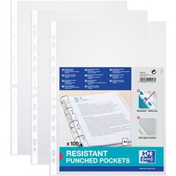 Oxford Prospekthüllen Standard A4, PP 0,09 mm, genarbt, oben offen, 100 Stück im Beutel