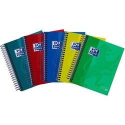 Oxford Schule European Book Touch A6, 120 Blatt kariert, Hardcover, 5er Pack sortiert