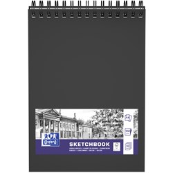 Oxford Sketchbook A4 mit Spiralbindung, 50 Blatt, 100g, Hardcover, schwarz