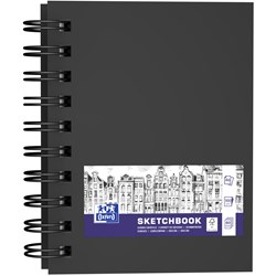 Oxford Sketchbook A6 mit Spiralbindung, 80 Blatt, 100g, Hardcover, schwarz