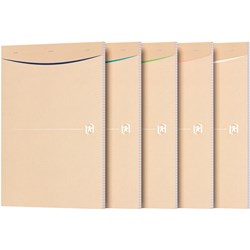 Oxford Touareg Notizblock A4, geheftet, 80 Blatt, 5mm kariert, Optik Paper 100% recycled, farblich sortiert, 5er Pack