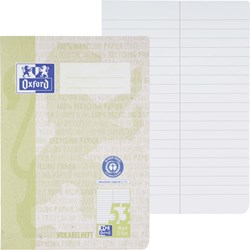 Oxford Recycling Vokabelheft A5, Lineatur 53 (2 Spalten), 32 Blatt, geheftet, Optik Paper®